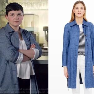 Vintage Club Monaco Tymber Denim Trench Coat Long Sleeve Belted Size Small